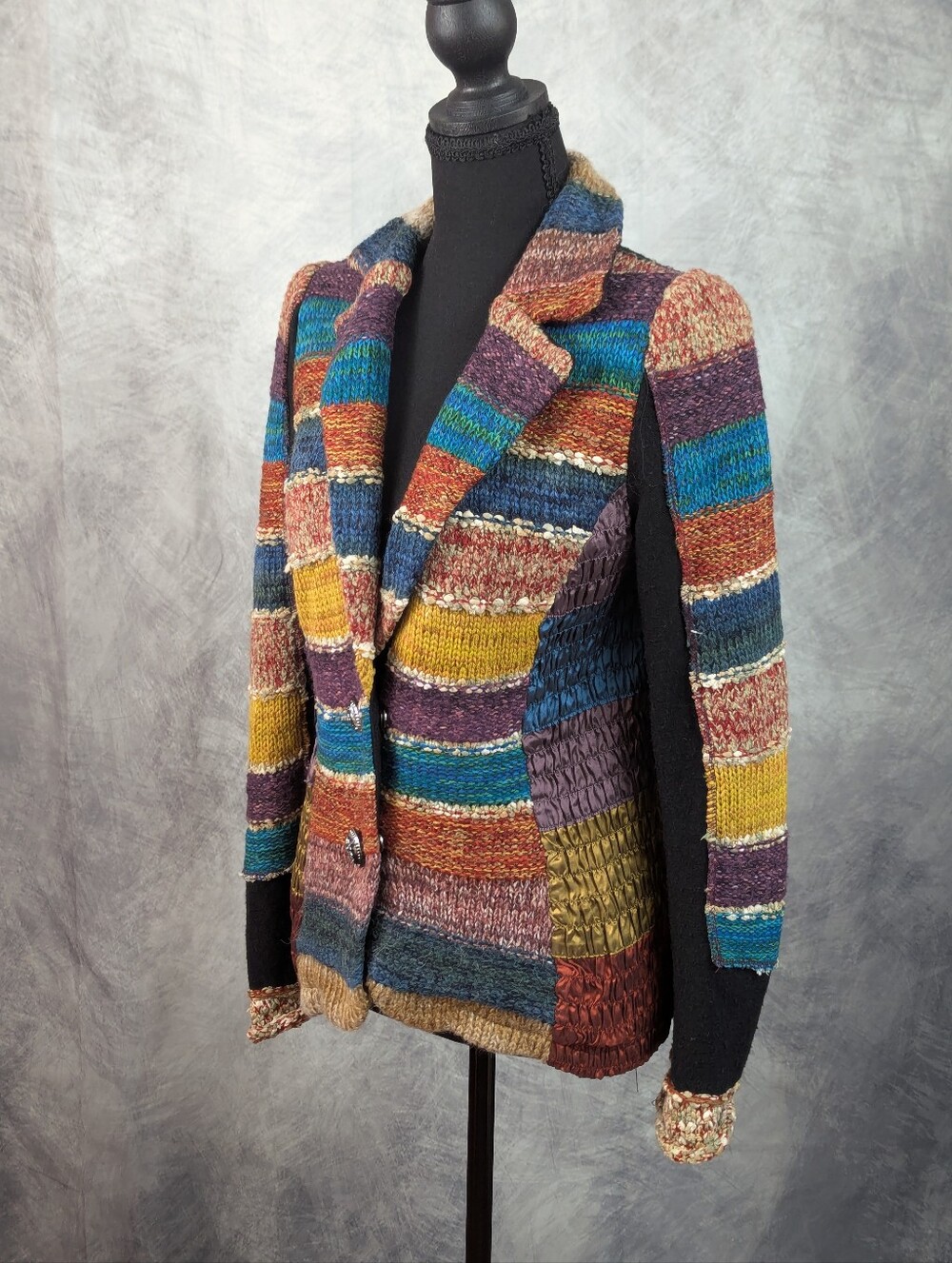 Colorful LULU-H women's  Knit blazer jacket 30% wool 70% viscose Size M